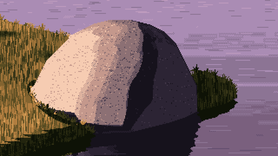 Framed like a detail, large boulder