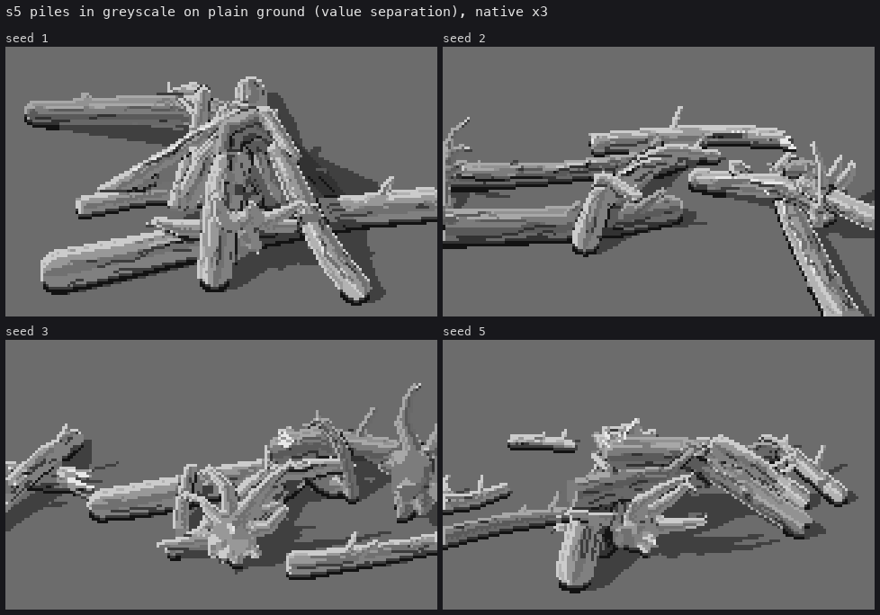 the greyscale piles