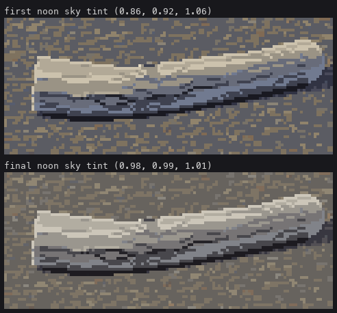 the first noon sky tint and the final one, same canvas