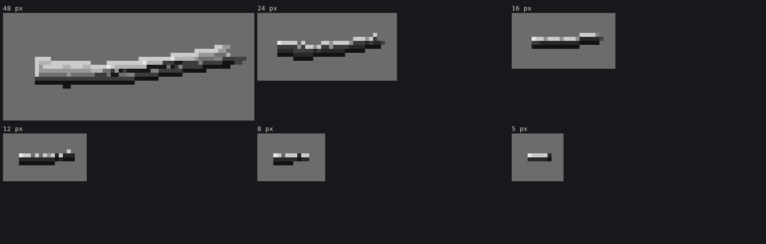 a log from 48 px long down to 5