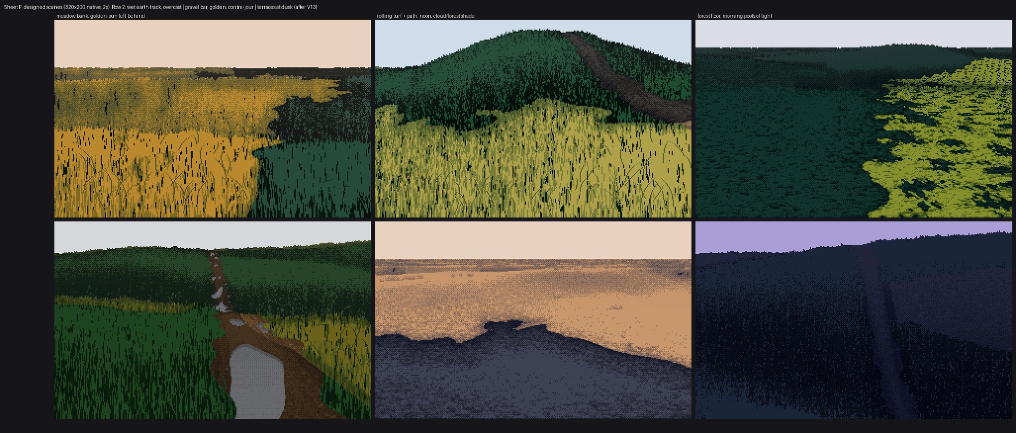 Sheet F, the final designed scenes