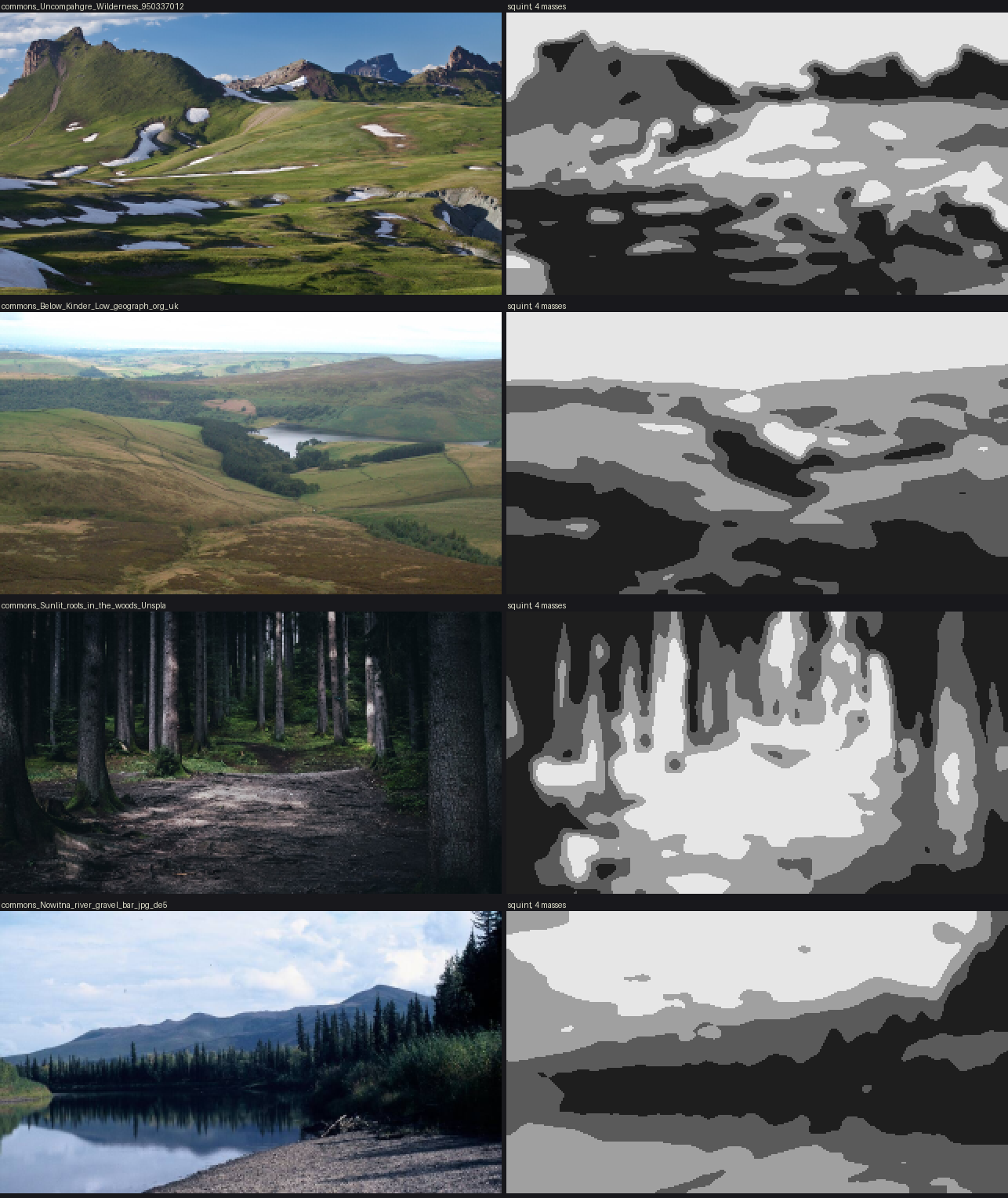 Four photographs and their masses