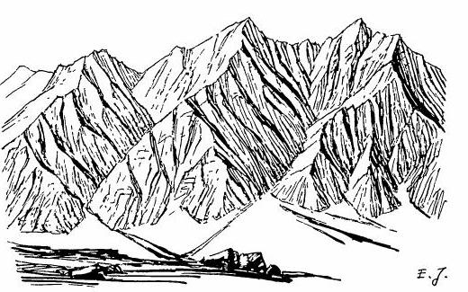 Imhof, Figure 170: gullies in a rock wall of homogeneous rock.
