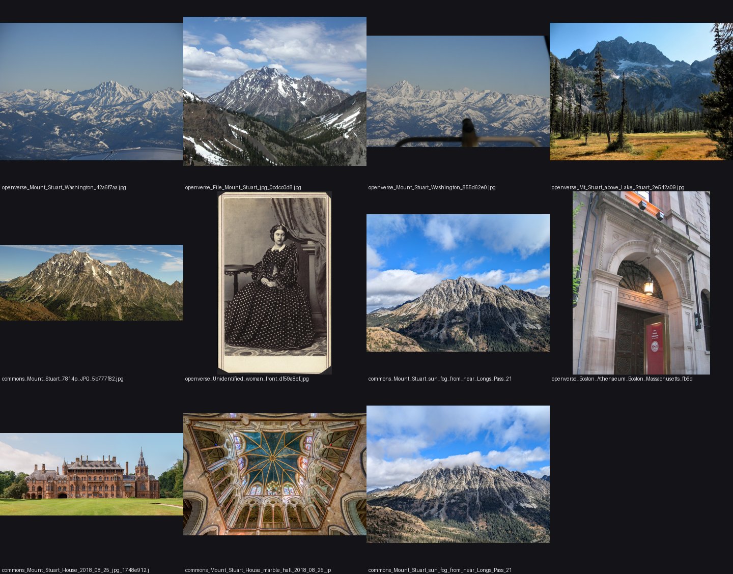 Contact sheet of the Mount Stuart query.