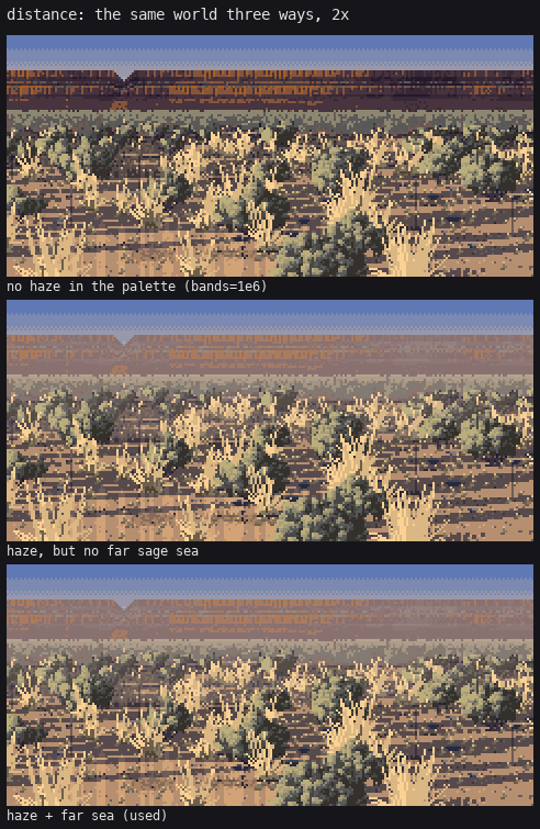 no haze | haze | haze + far sea